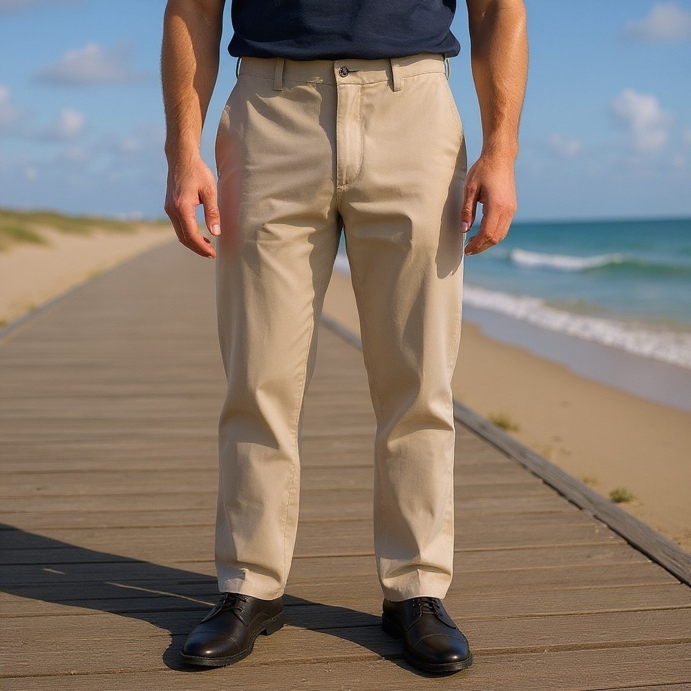 Brooks Brothers Mens Tan Advantage Chino Stretch Clark Fit Pants W36 L30